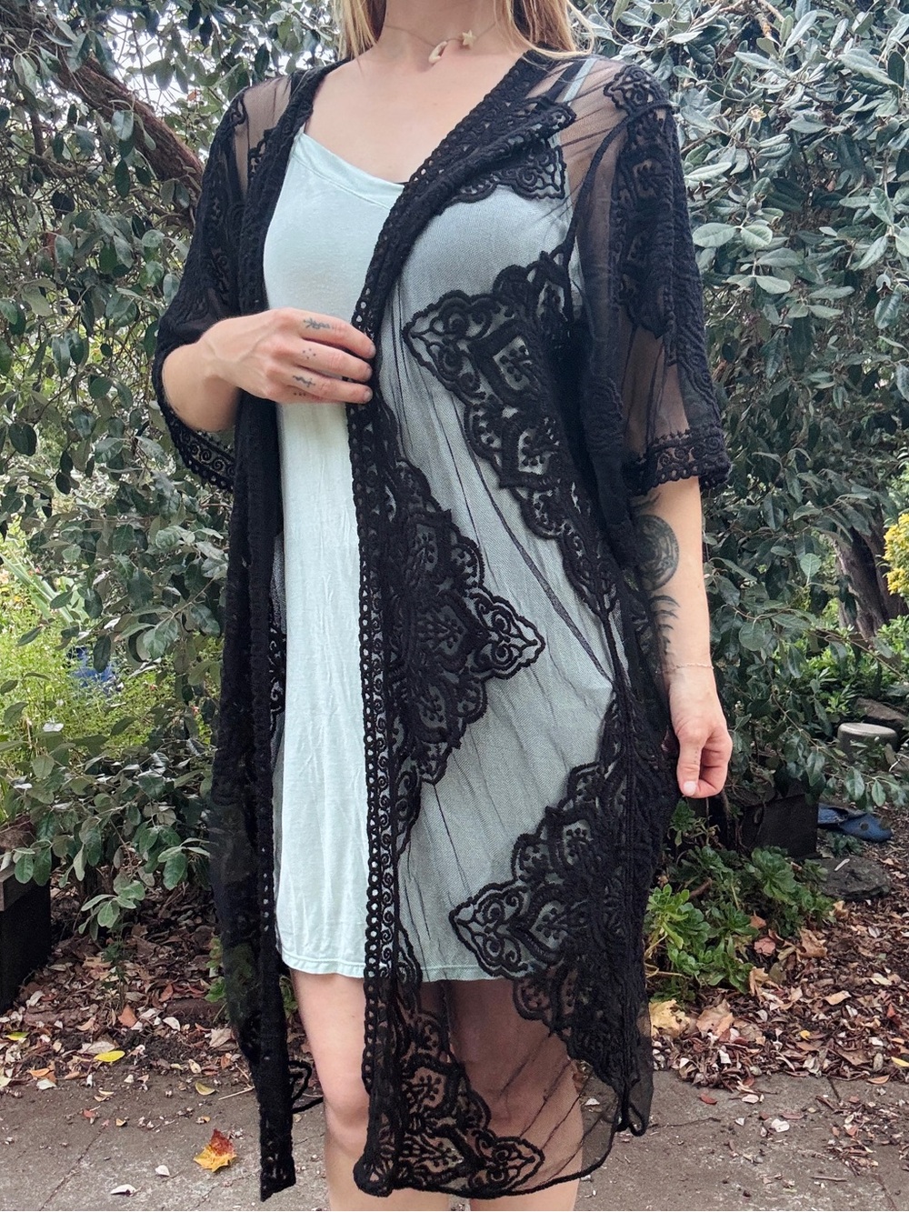 Black Lace Sheer robe